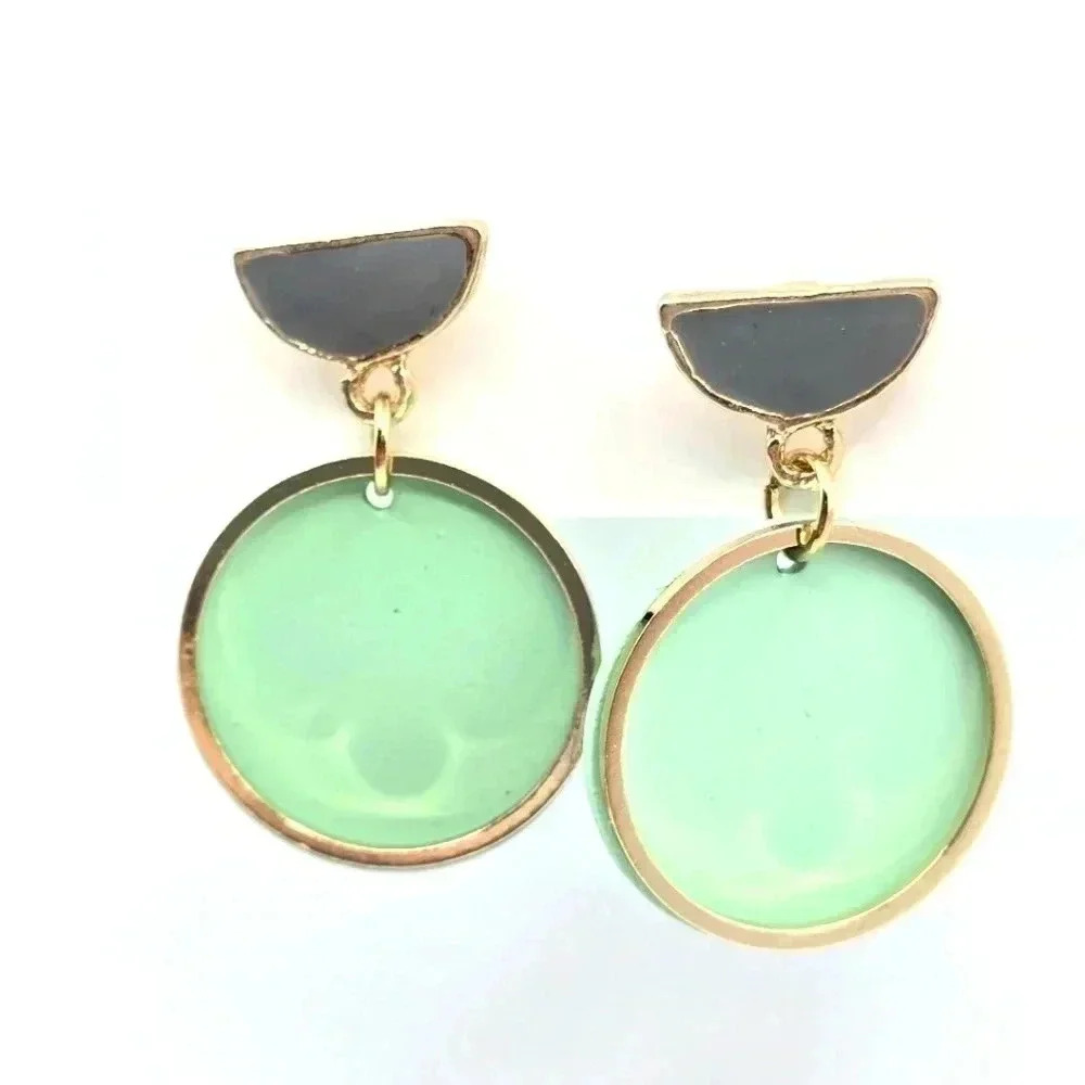 Green Gold Half Circle Stud Dangle Boho Retro Earrings‎ Fashion Jewelry E75